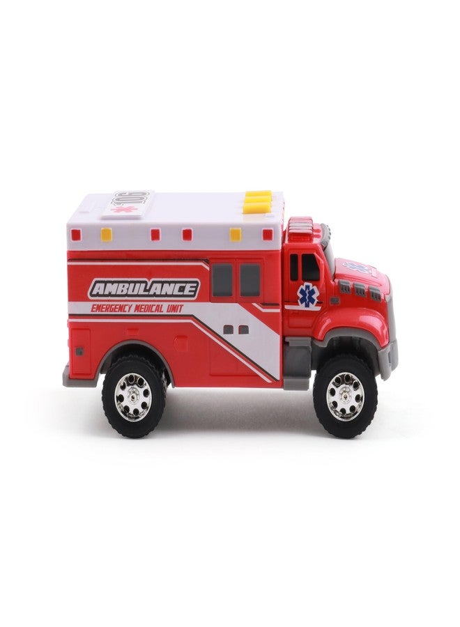 Mighty Fleet Toughest Minis 5" Tough Cab Ambulance Toy w/Lights & Sounds, Realistic Design & Batteries Included - Age 3+ - Image 1